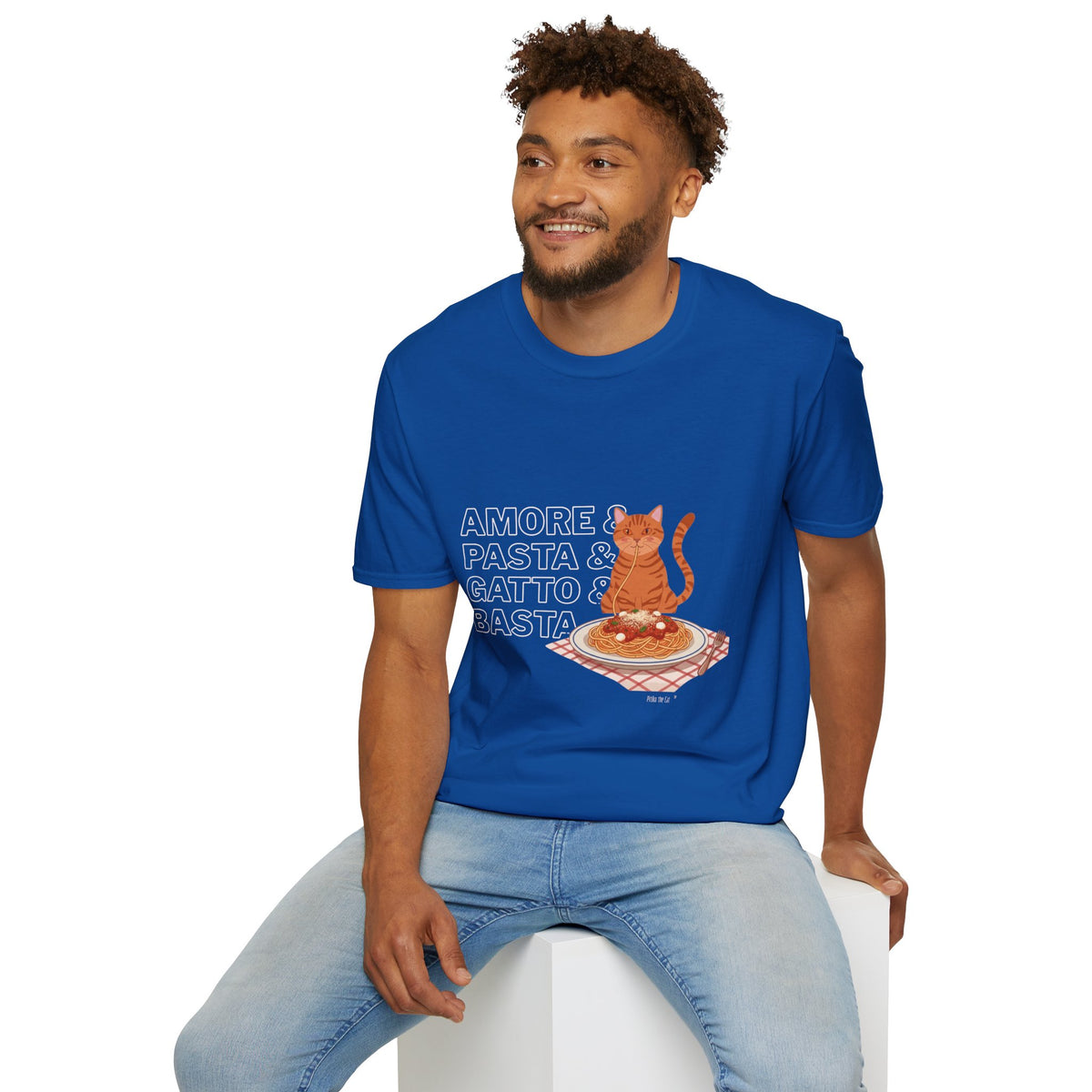 Amore Pasta Gatto Basta Cat Lover Graphic T-Shirt
