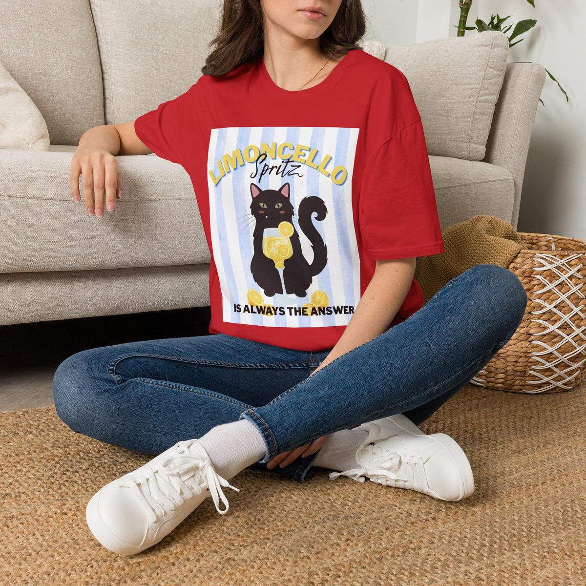 Limoncello Spritz Is Always the Answer Black Cat T-Shirt