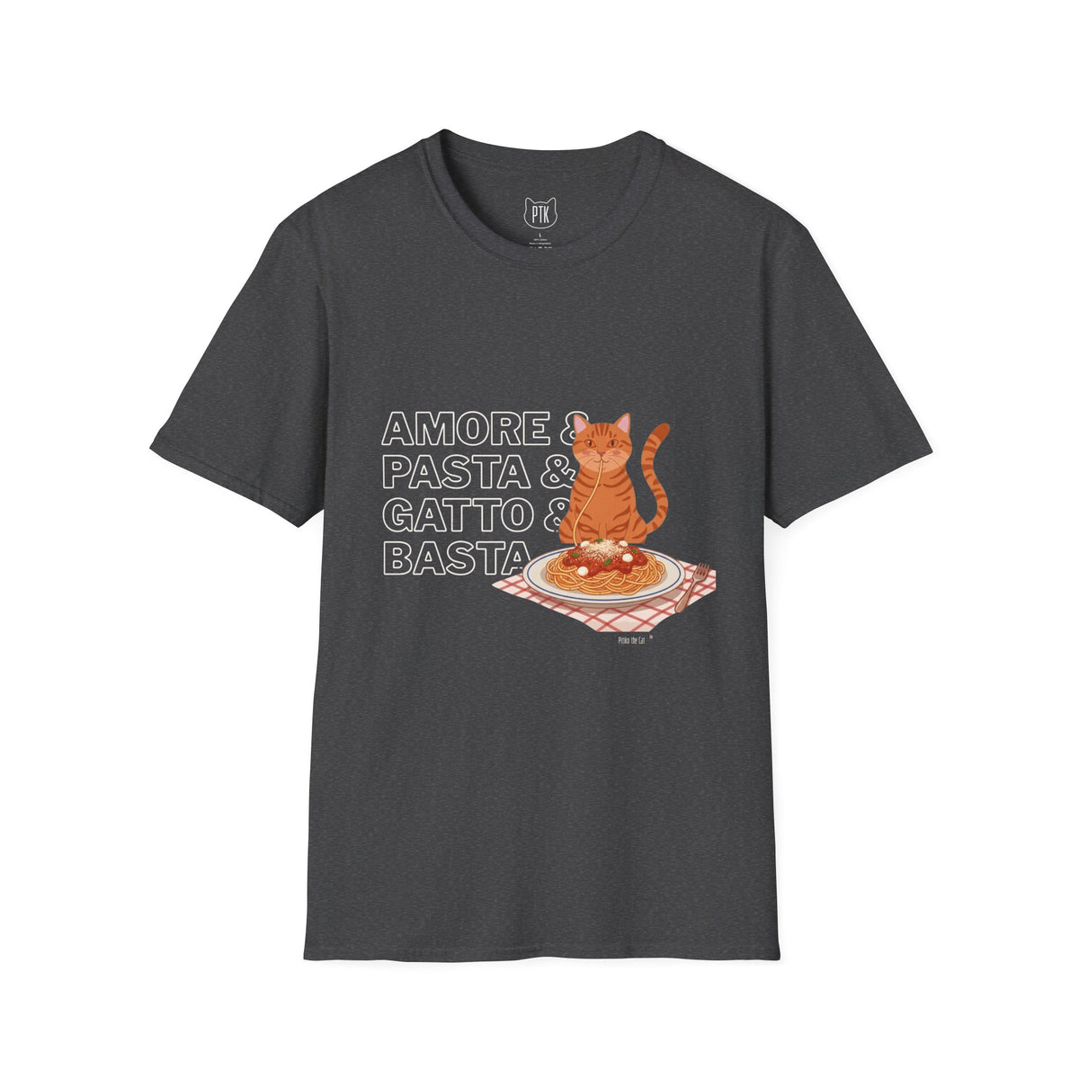 Amore Pasta Gatto Basta Cat Lover Graphic T-Shirt