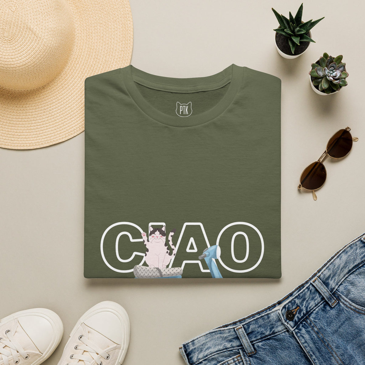 Ciao Bella Cat Italian Graphic T-Shirt