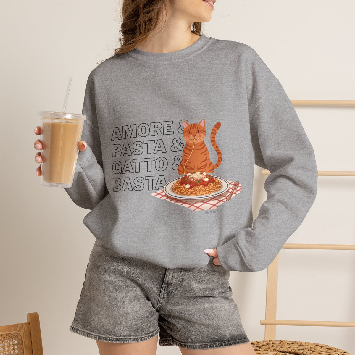 Amore & Pasta & Gatto & Basta Cat Lover Sweatshirt