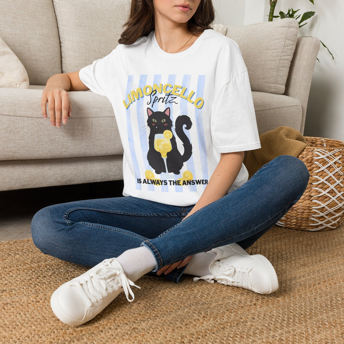 Limoncello Spritz Is Always the Answer Black Cat T-Shirt