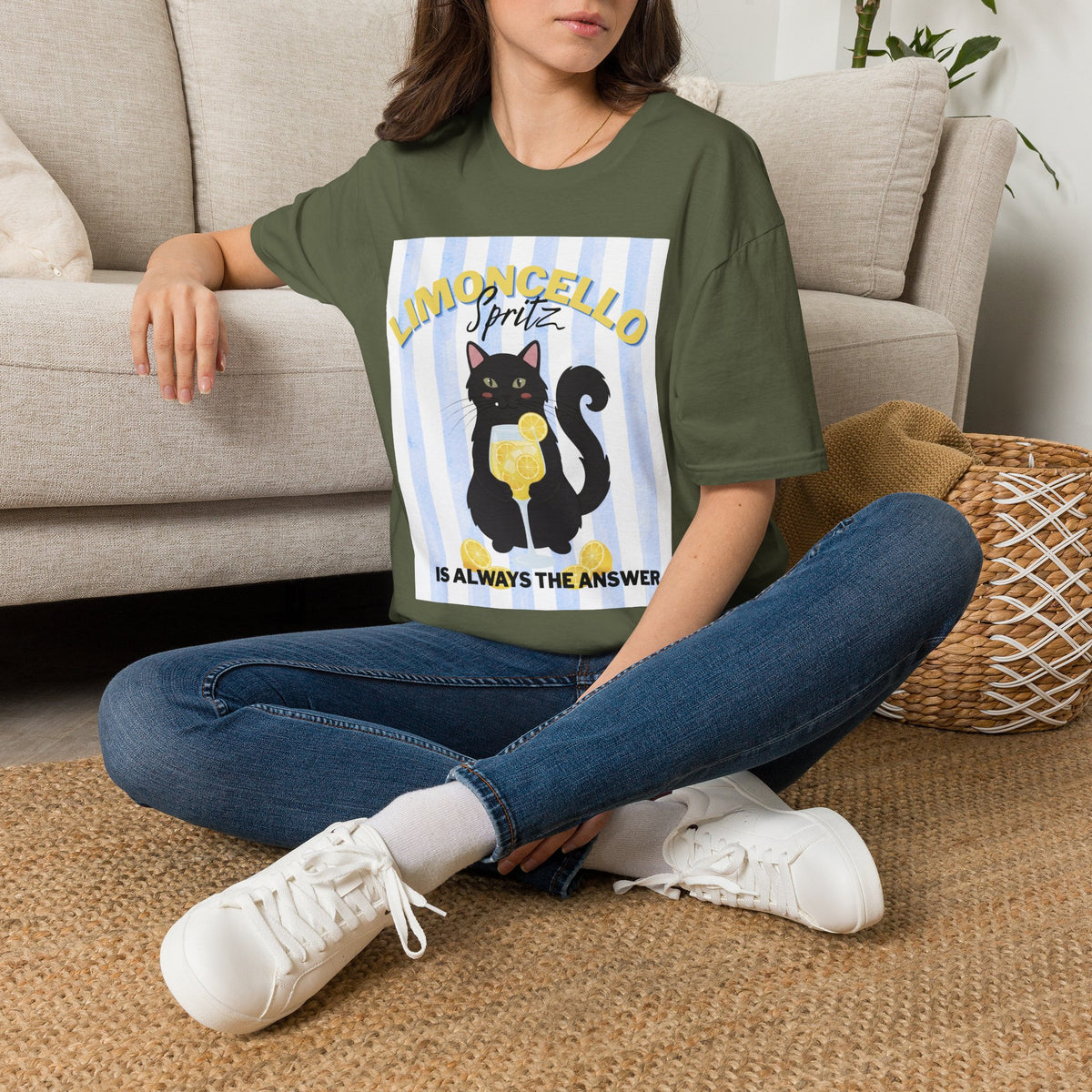 Limoncello Spritz Is Always the Answer Black Cat T-Shirt