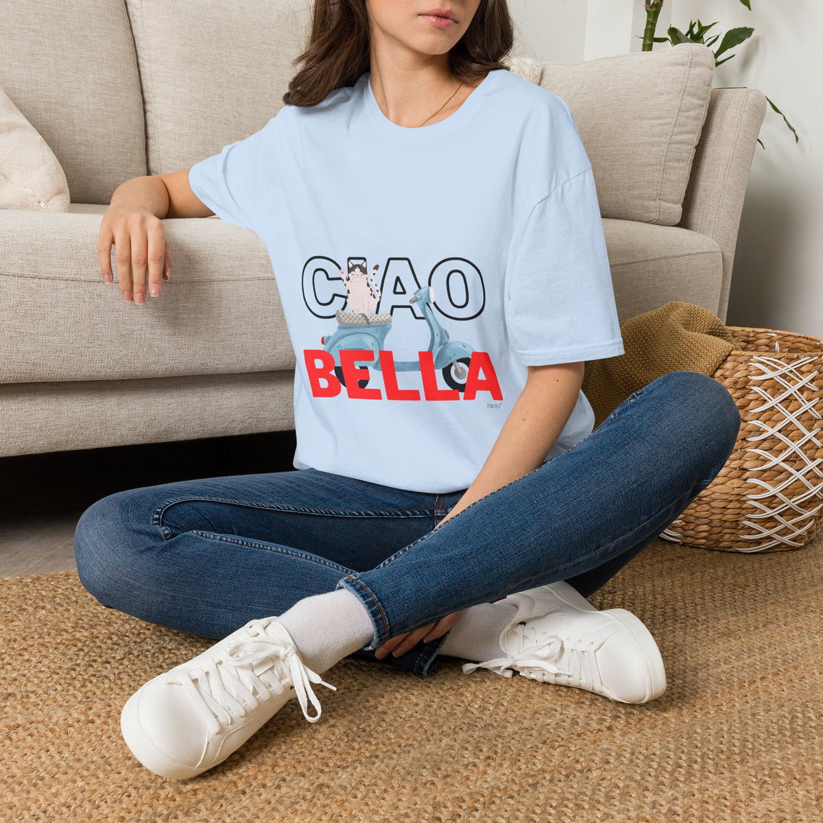Ciao Bella Cat Graphic T-Shirt – Italian Travel & Retro Scooter Tee