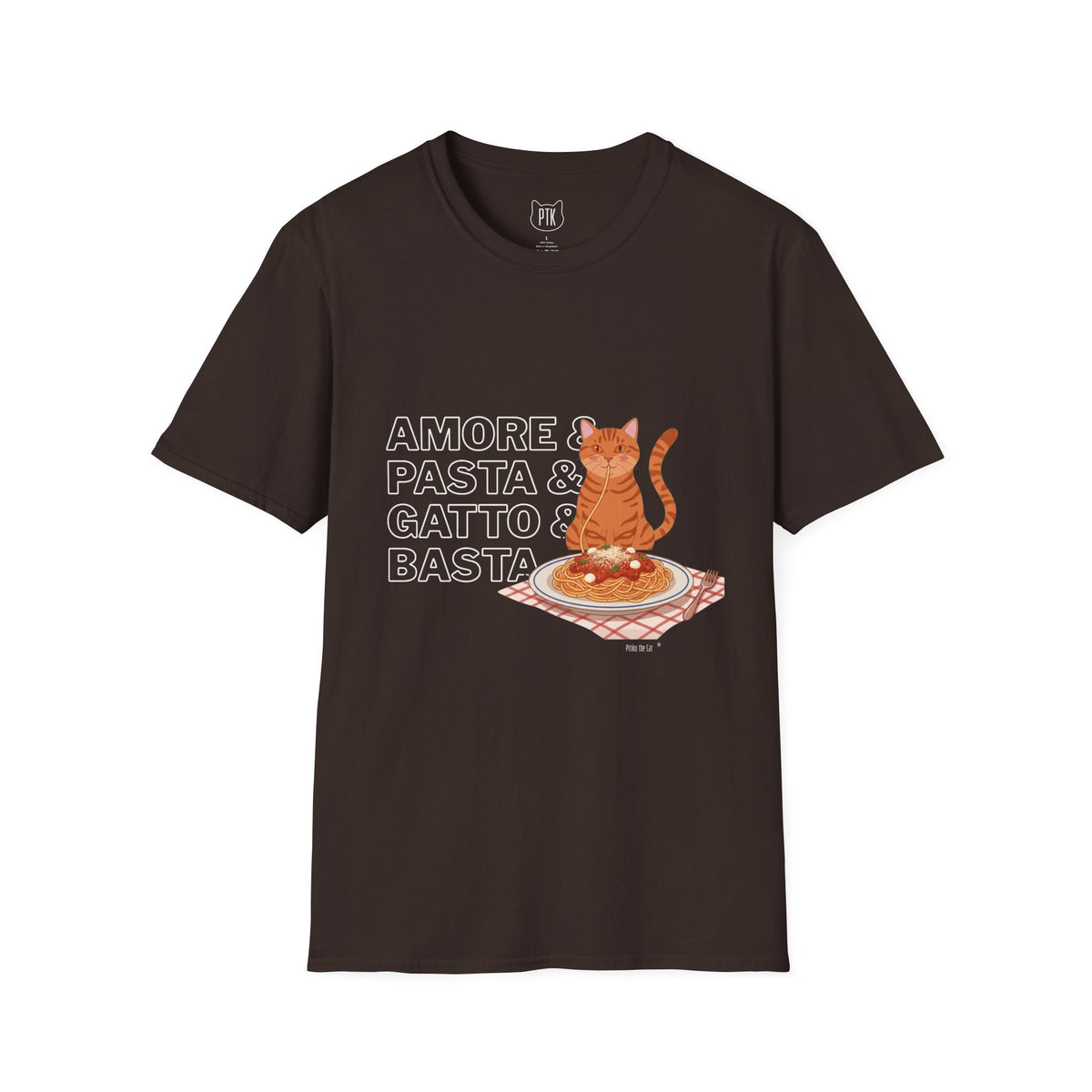 Amore Pasta Gatto Basta Cat Lover Graphic T-Shirt
