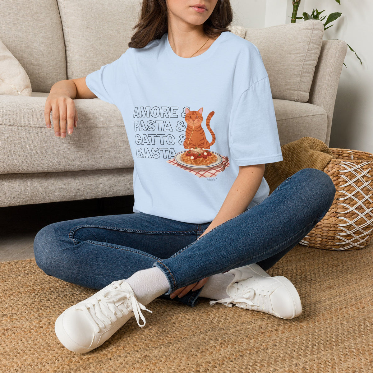 Amore Pasta Gatto Basta Cat Pasta T-Shirt