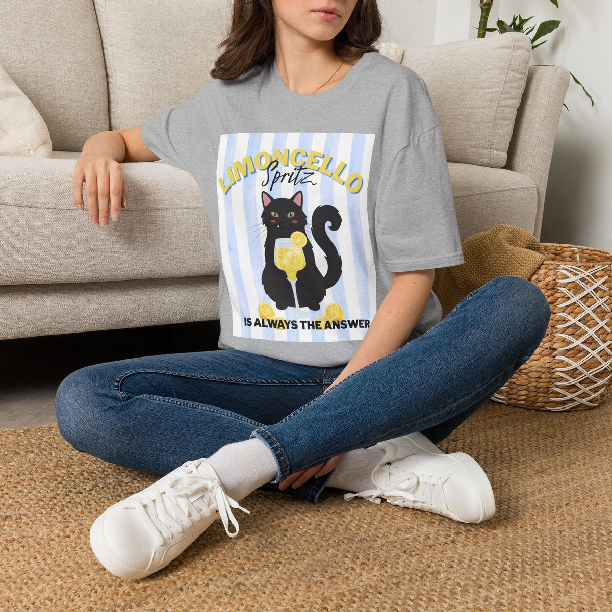 Limoncello Spritz Is Always the Answer Black Cat T-Shirt