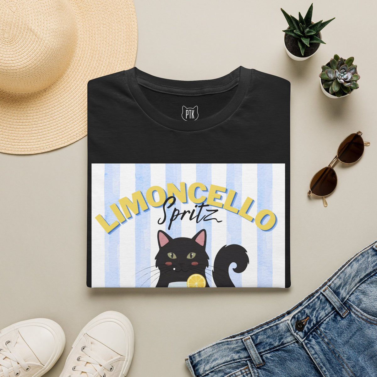 Limoncello Spritz Is Always the Answer Black Cat T-Shirt