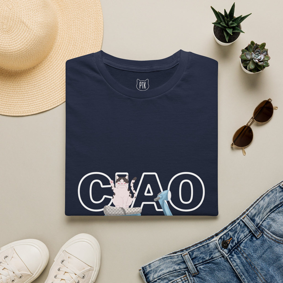 Ciao Bella Cat Italian Graphic T-Shirt