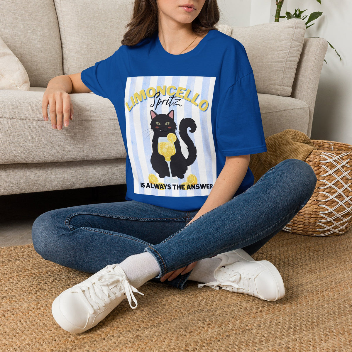 Limoncello Spritz Is Always the Answer Black Cat T-Shirt