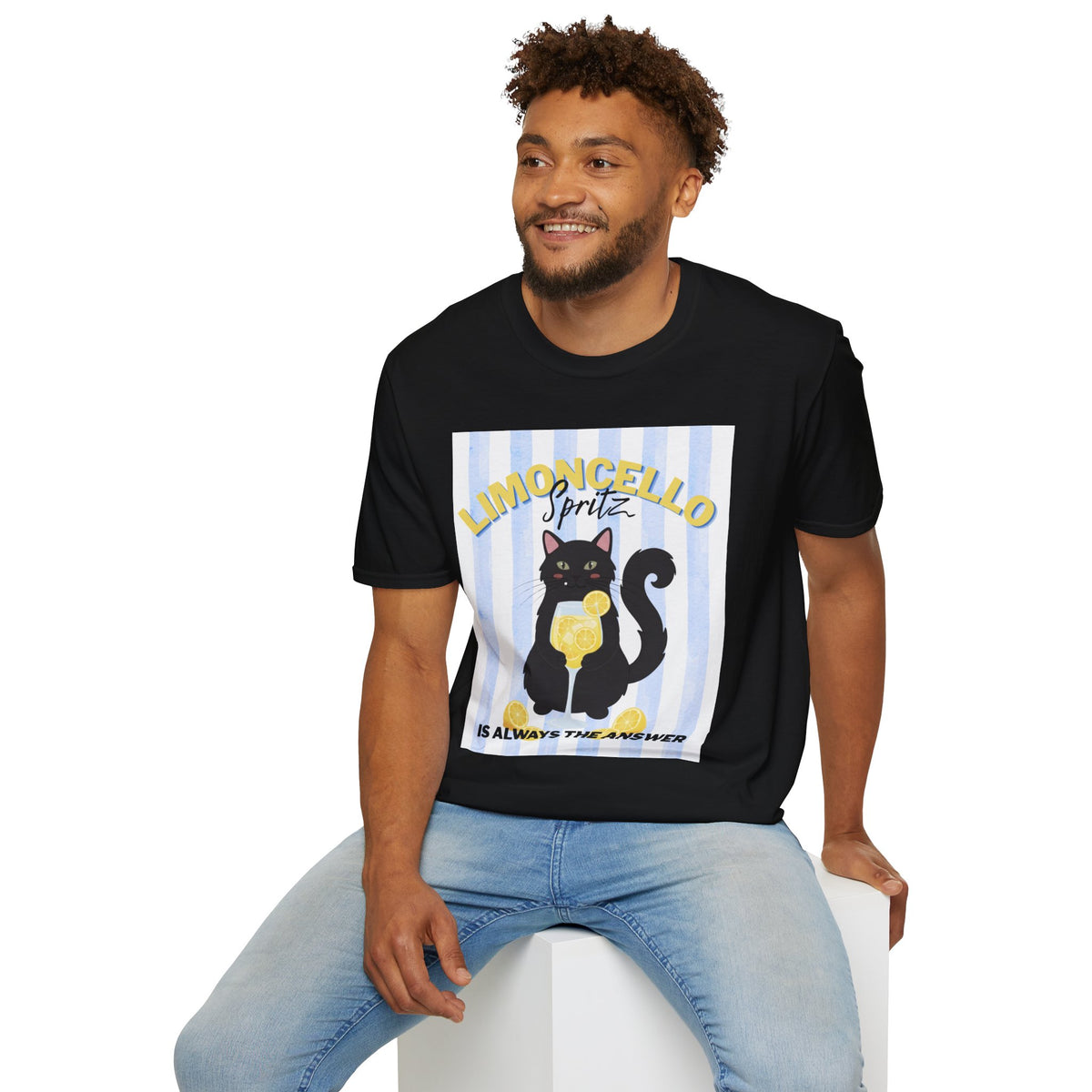 Limoncello Spritz Is Always the Answer Black Cat T-Shirt