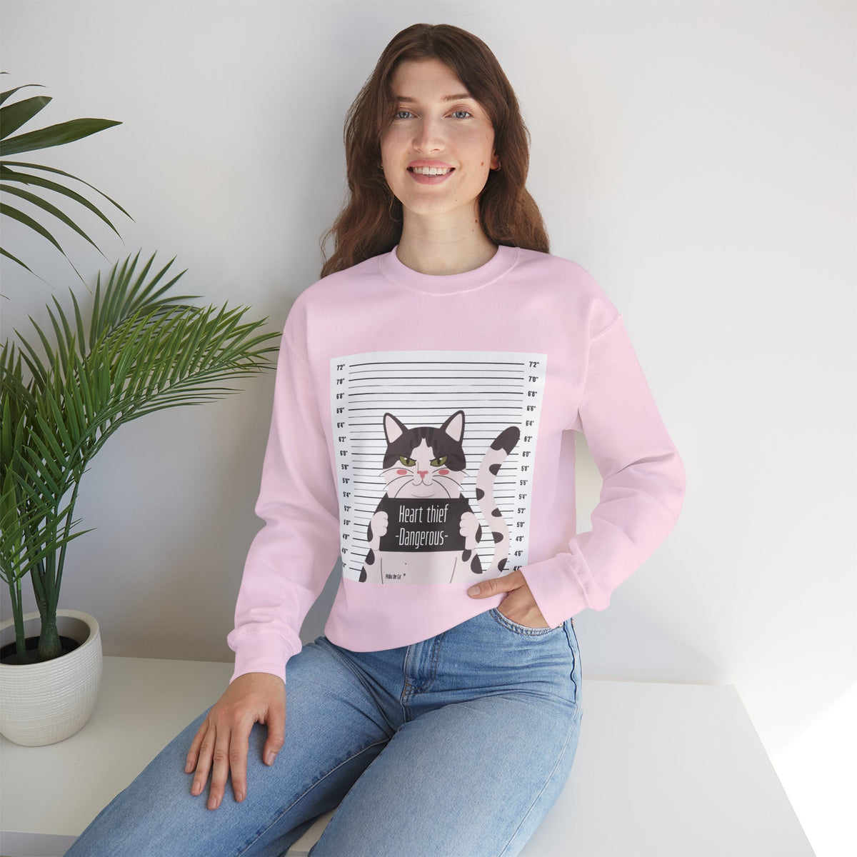 Heart Thief Cat Graphic Sweatshirt