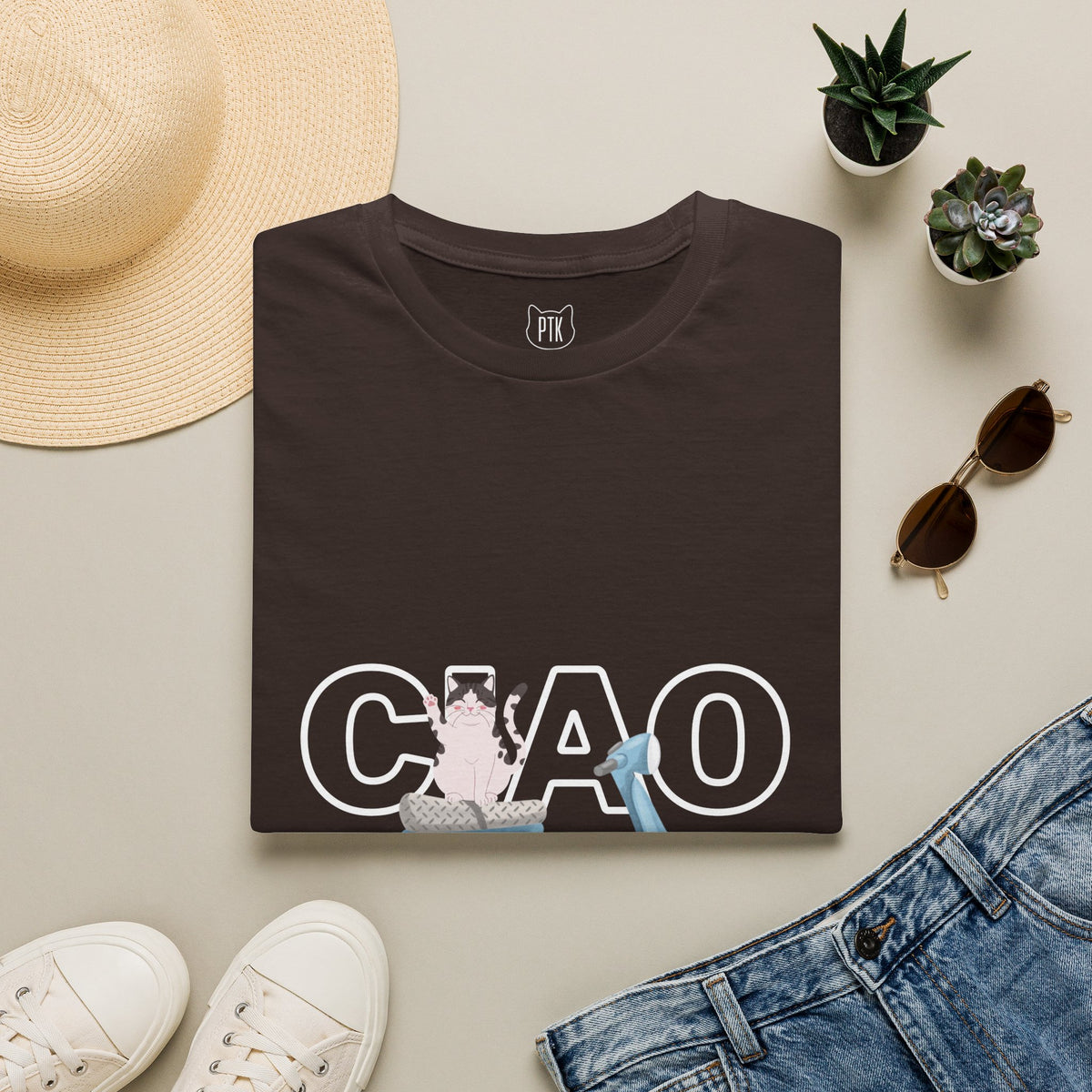 Ciao Bella Cat Italian Graphic T-Shirt