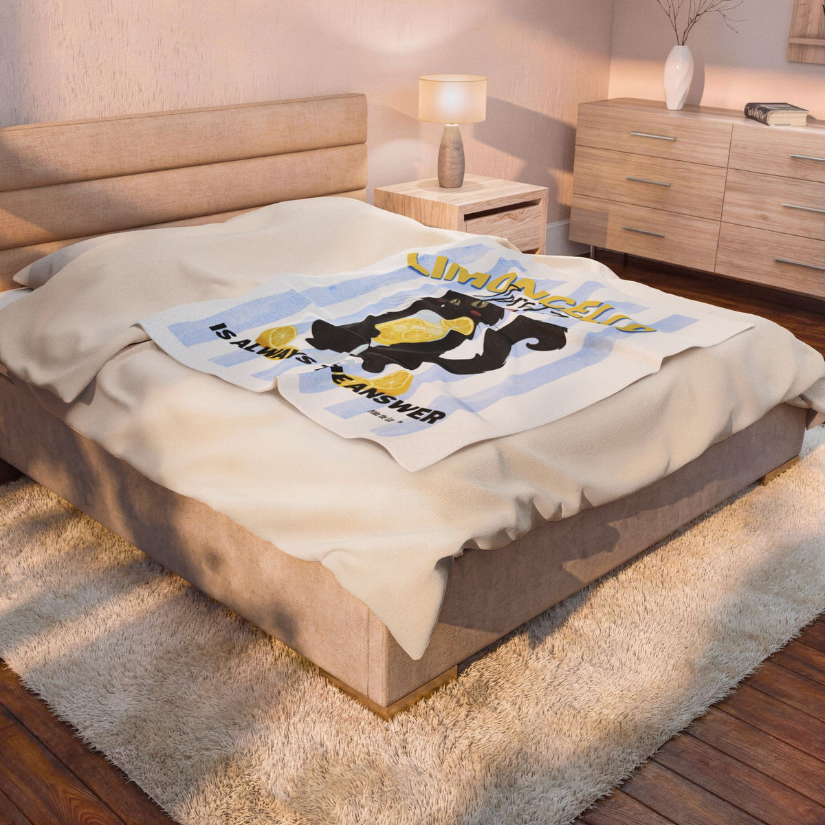 Limoncello Spritz Cat Velveteen Plush Blanket