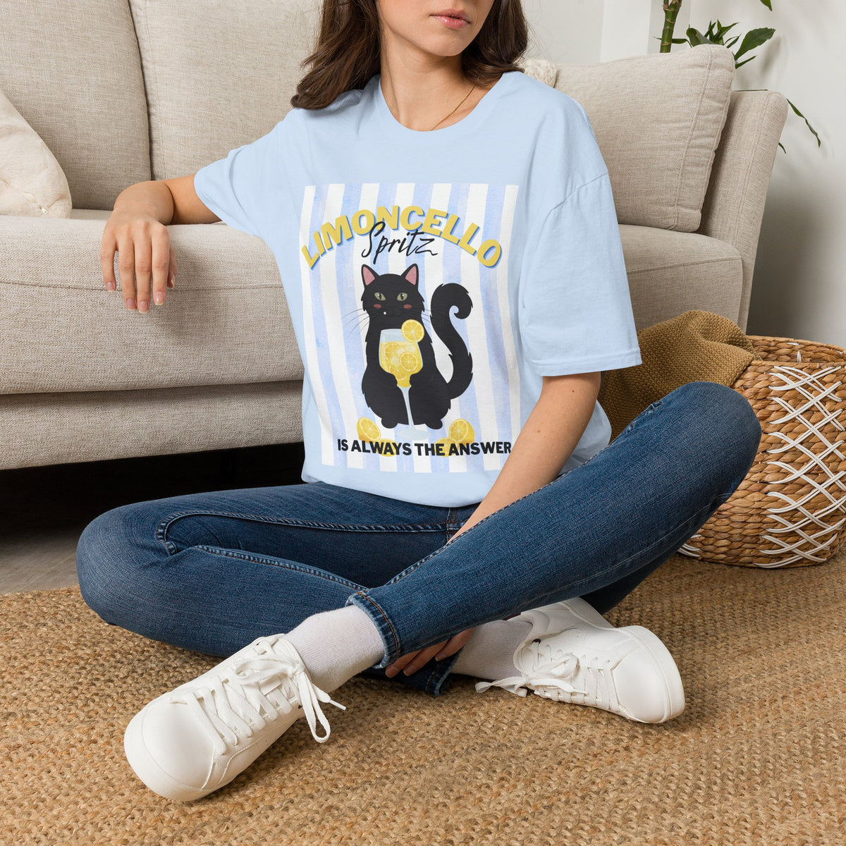 Limoncello Spritz Is Always the Answer Black Cat T-Shirt