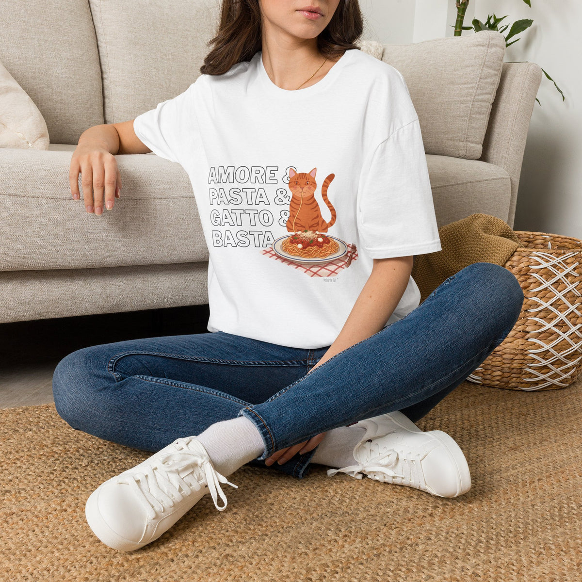 Amore Pasta Gatto Basta Cat Pasta T-Shirt