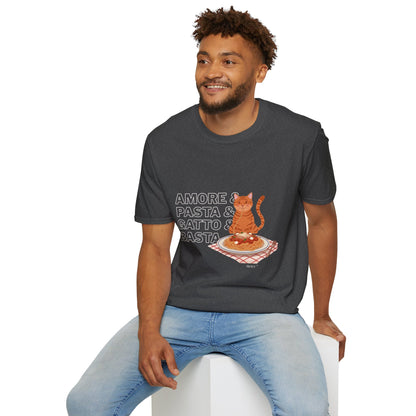 Amore Pasta Gatto Basta Cat Lover Graphic T-Shirt