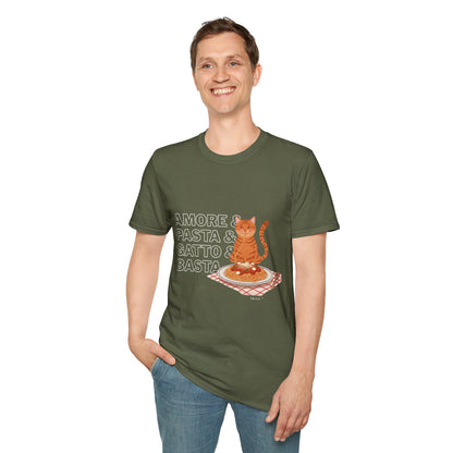 Amore Pasta Gatto Basta Cat Lover Graphic T-Shirt