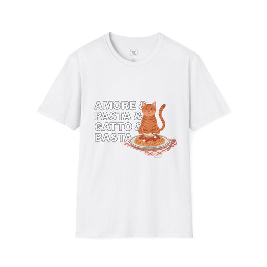 Amore Pasta Gatto Basta Cat Pasta T-Shirt