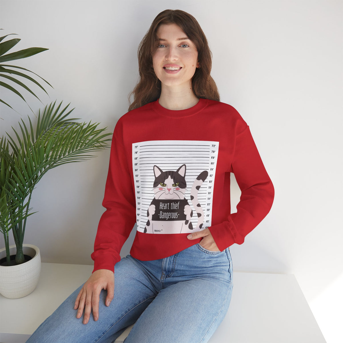 Heart Thief Cat Graphic Sweatshirt