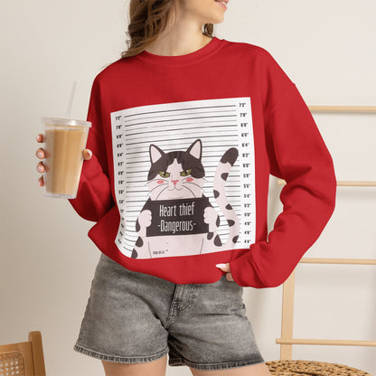 Heart Thief Cat Graphic Sweatshirt
