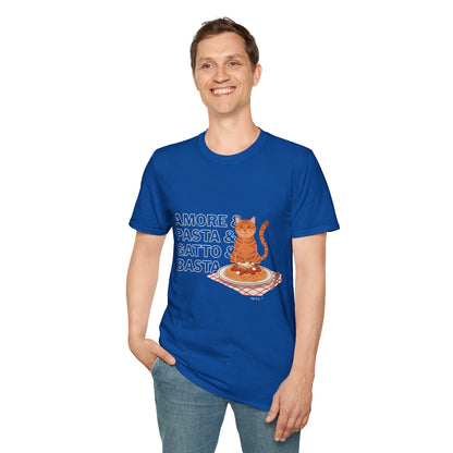 Amore Pasta Gatto Basta Cat Lover Graphic T-Shirt