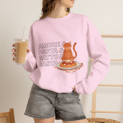 Amore & Pasta & Gatto & Basta Cat Lover Sweatshirt
