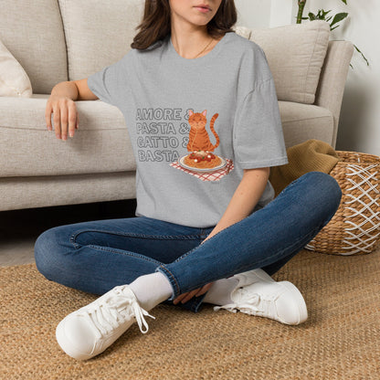 Amore Pasta Gatto Basta Cat Pasta T-Shirt