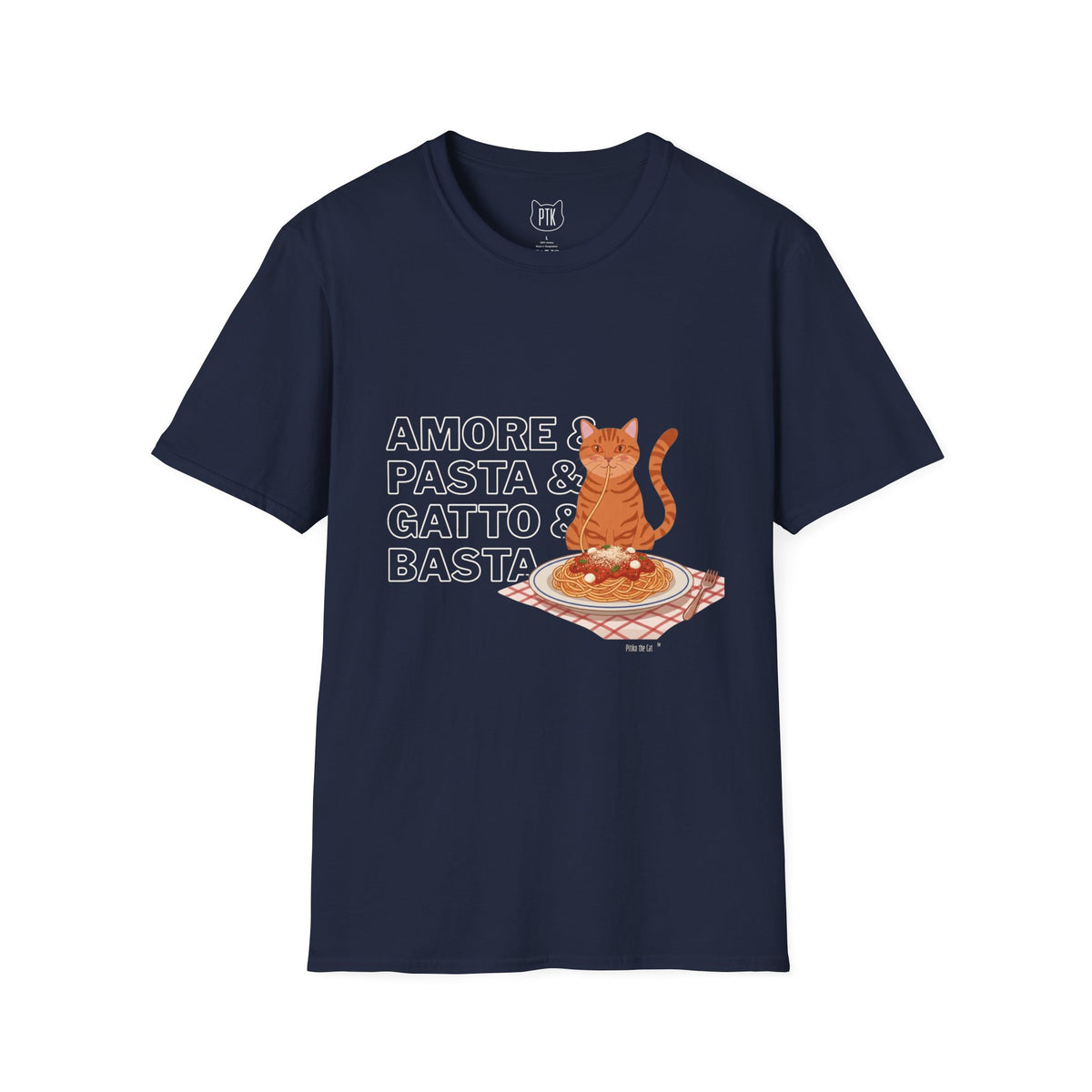 Amore Pasta Gatto Basta Cat Lover Graphic T-Shirt
