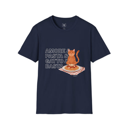 Amore Pasta Gatto Basta Cat Lover Graphic T-Shirt