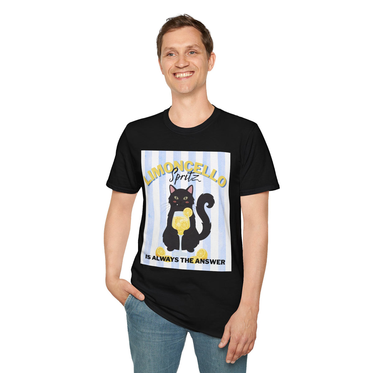 Limoncello Spritz Is Always the Answer Black Cat T-Shirt