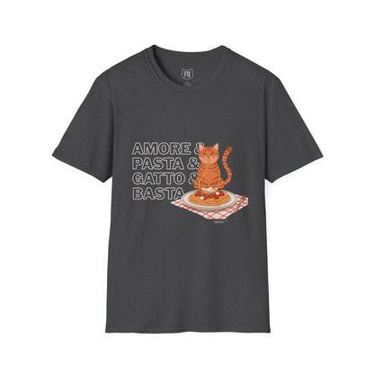 Amore Pasta Gatto Basta Cat Lover Graphic T-Shirt