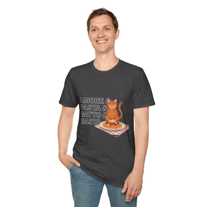 Amore Pasta Gatto Basta Cat Lover Graphic T-Shirt