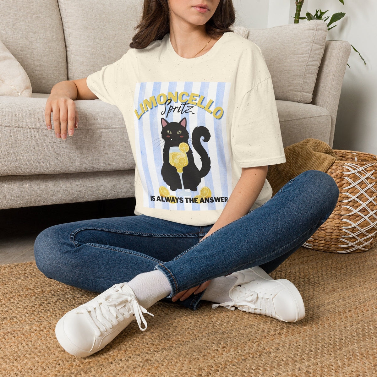 Limoncello Spritz Is Always the Answer Black Cat T-Shirt