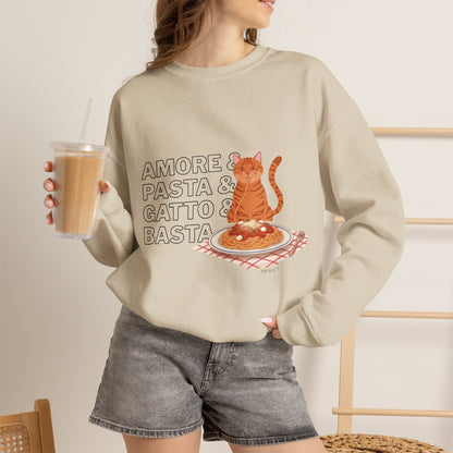 Amore & Pasta & Gatto & Basta Cat Lover Sweatshirt