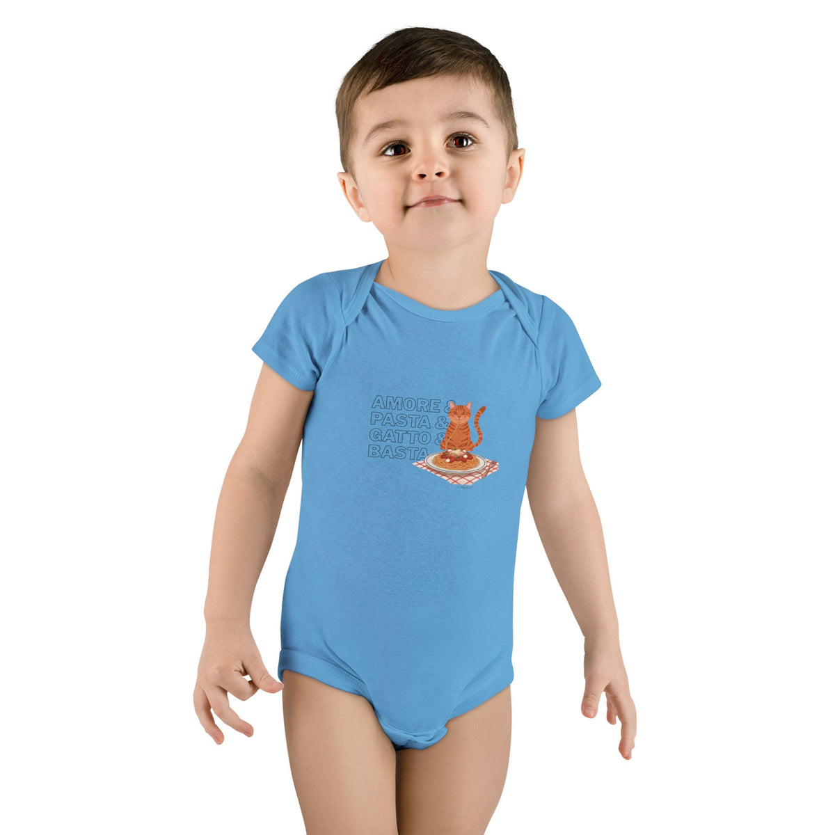 Amore & Pasta & Gatto & Basta Baby Onesie