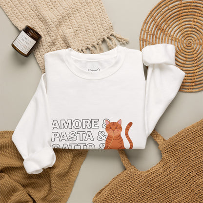Amore & Pasta & Gatto & Basta Cat Lover Sweatshirt