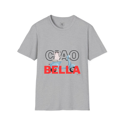 Ciao Bella Cat Graphic T-Shirt – Italian Travel & Retro Scooter Tee