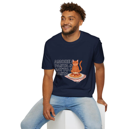 Amore Pasta Gatto Basta Cat Lover Graphic T-Shirt