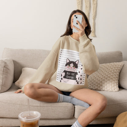 Heart Thief Cat Graphic Sweatshirt