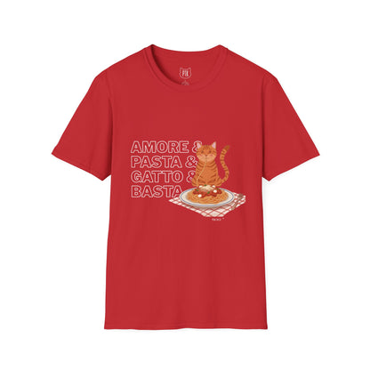 Amore Pasta Gatto Basta Cat Lover Graphic T-Shirt