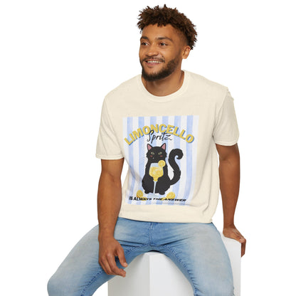 Limoncello Spritz Is Always the Answer Black Cat T-Shirt