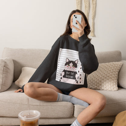 Heart Thief Cat Graphic Sweatshirt