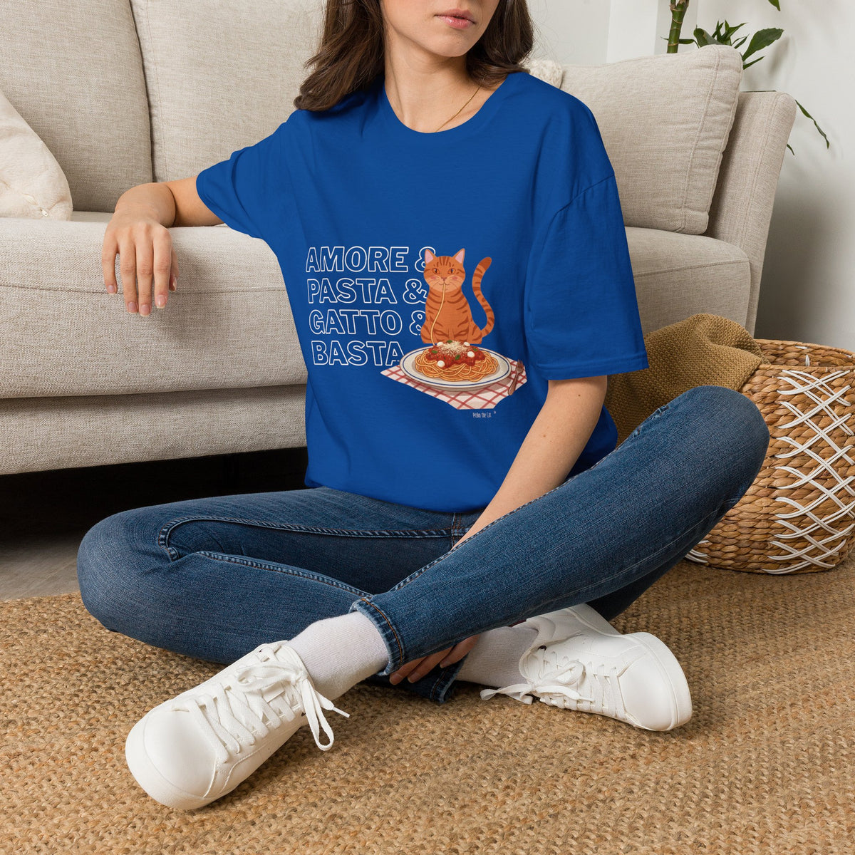 Amore Pasta Gatto Basta Cat Lover Graphic T-Shirt