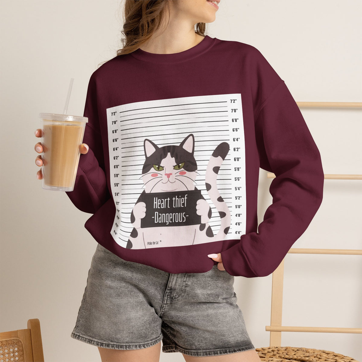 Heart Thief Cat Graphic Sweatshirt