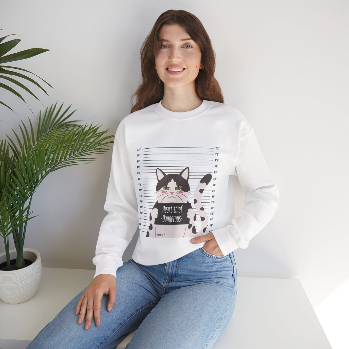 Heart Thief Cat Graphic Sweatshirt
