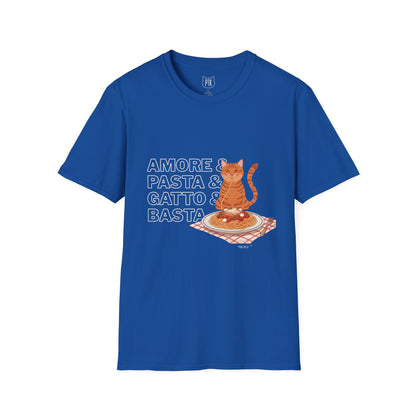 Amore Pasta Gatto Basta Cat Lover Graphic T-Shirt