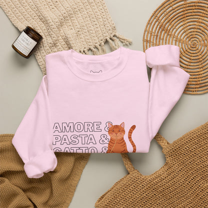 Amore & Pasta & Gatto & Basta Cat Lover Sweatshirt