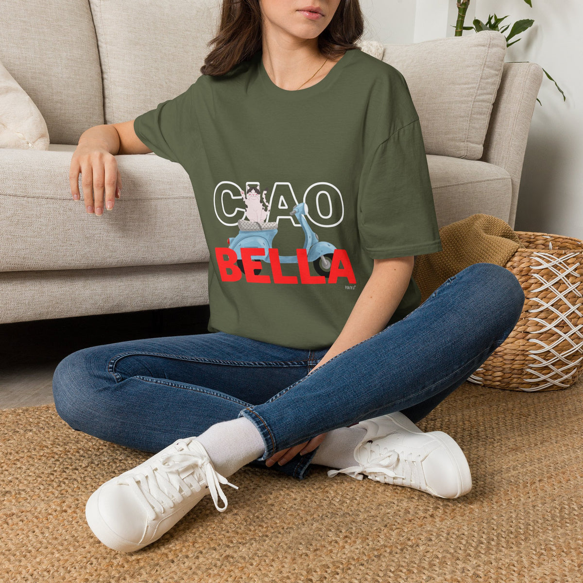 Ciao Bella Cat Italian Graphic T-Shirt