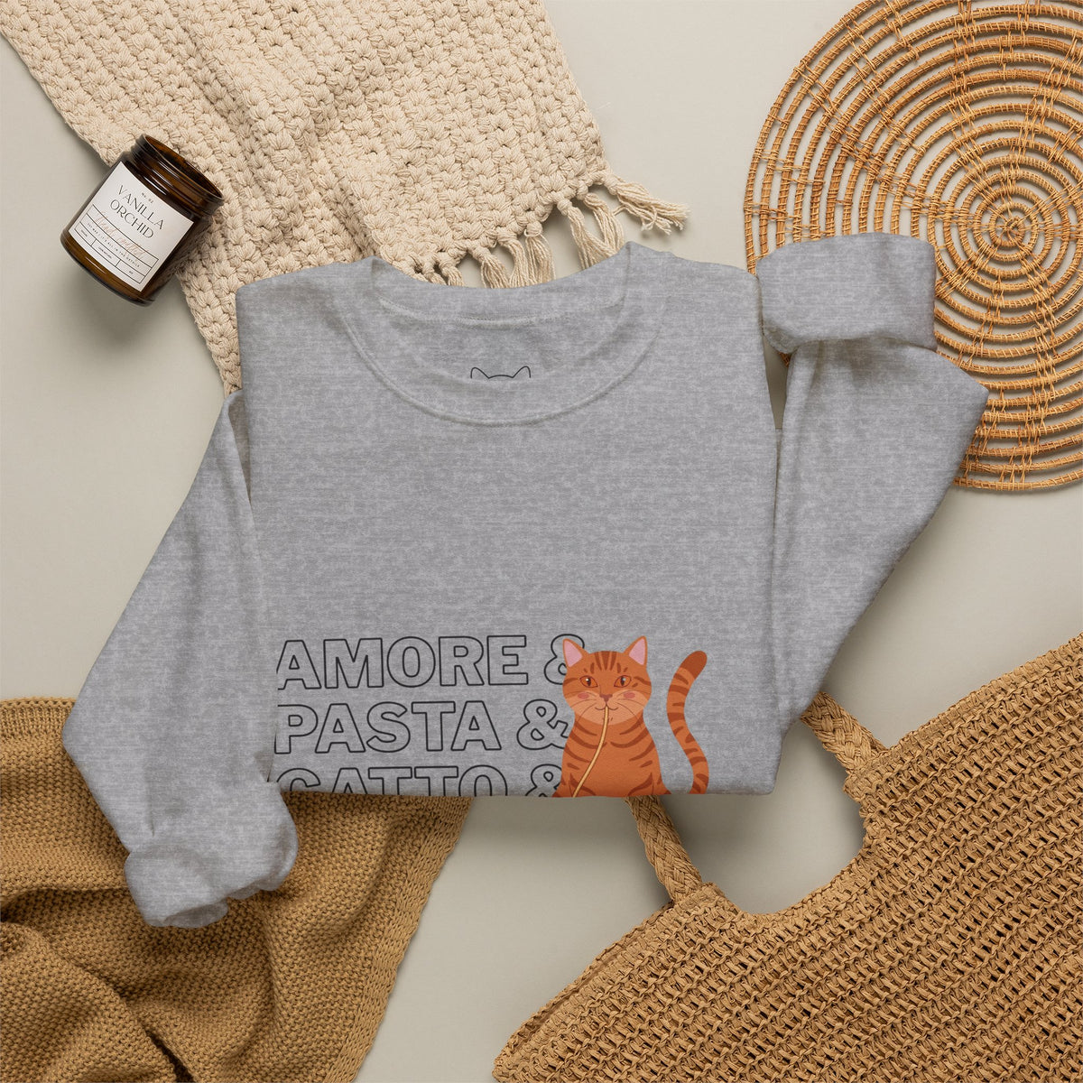 Amore & Pasta & Gatto & Basta Cat Lover Sweatshirt